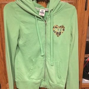 PInk Victoria’s Secret zip-front hooded sweatshirt